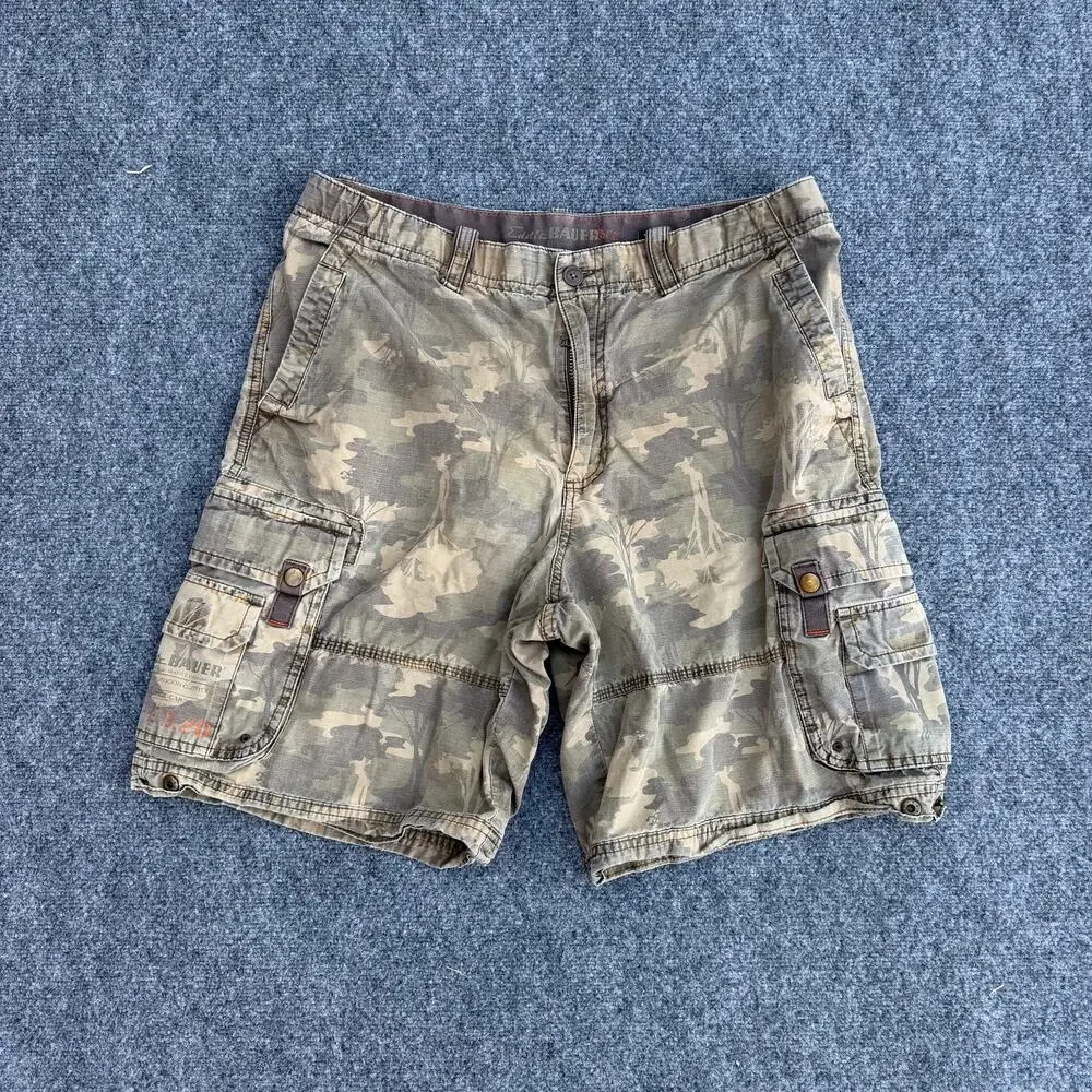 VTG Eddie Bauer EB-20 Safari Tree Camo Cargo Shorts Sz 35